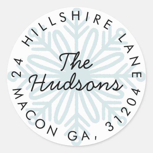 Snowflake Return-adreslabel Ronde Sticker (Voorkant)