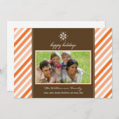 Snowflake Ribbon Family Holiday Card (oranje) Feestdagenkaart (Voorkant / Achterkant)