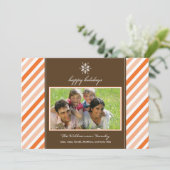 Snowflake Ribbon Family Holiday Card (oranje) Feestdagenkaart (Staand voorkant)