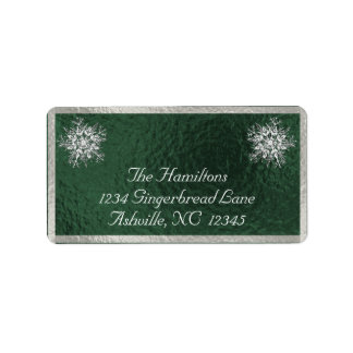 Snowflake & Ribbon Holiday Retouradres - Groen Etiket