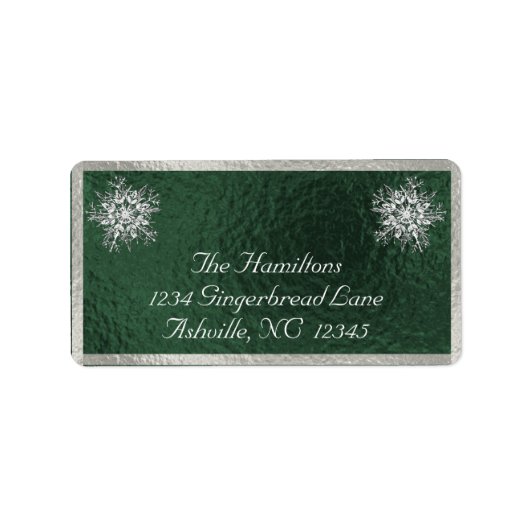 Snowflake & Ribbon Holiday Retouradres - Groen Etiket (Voorkant)