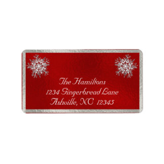 Snowflake & Ribbon Holiday Retouradres - Rood Etiket