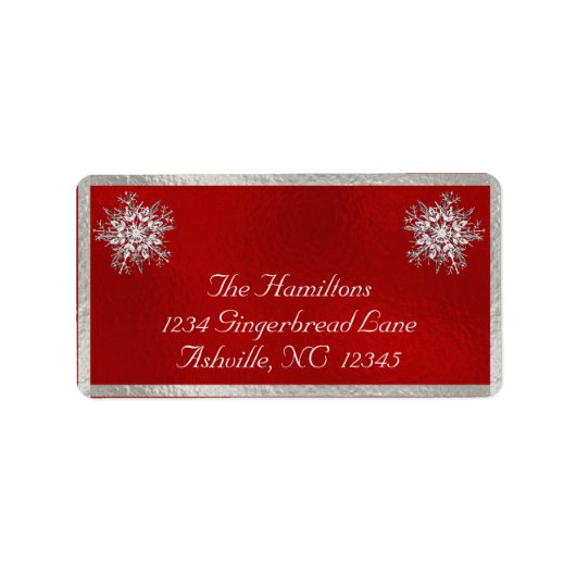 Snowflake & Ribbon Holiday Retouradres - Rood Etiket (Voorkant)
