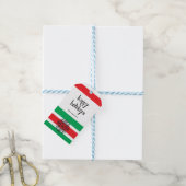 Snowflake, rode en groene feeststapes cadeaulabel (Met Touw)