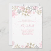 Snowflake Roze en Glitter Winter Baby shower Kaart (Voorkant)
