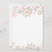 Snowflake Roze en Glitter Winter Baby shower Kaart (Achterkant)