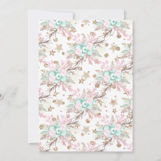 Snowflake Roze en Glitter Winter Baby shower Kaart (Achterkant)