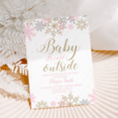 Snowflake Roze en Glitter Winter Baby shower Kaart