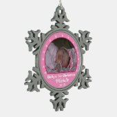 Snowflake Roze fotoversiering Tin Sneeuwvlok Ornament (Links)