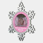 Snowflake Roze fotoversiering Tin Sneeuwvlok Ornament (Rechts)
