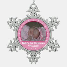 Snowflake Roze fotoversiering Tin Sneeuwvlok Ornament
