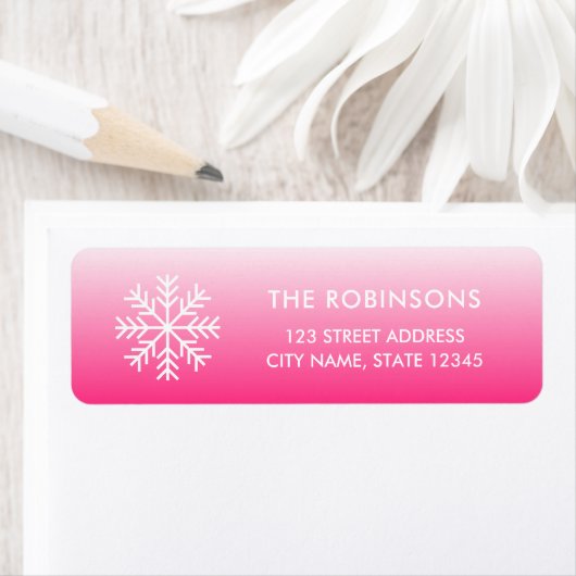 Snowflake Roze het Adres van de Terugkeer van de G Etiket (Insitu)