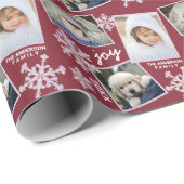 Snowflake Roze Opal Elegant Kerstmis 3 Foto Cadeaupapier (Rol Hoek)