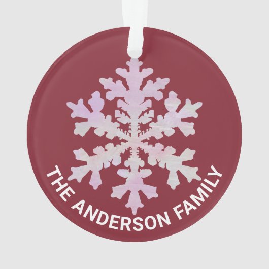 Snowflake Roze Opal Fun 2 met kerstfoto Ornament (achterkant)