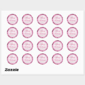 Snowflake roze satijekkers ronde sticker (Vel)