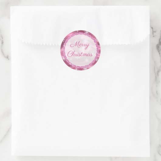 Snowflake roze satijekkers ronde sticker (Tas)