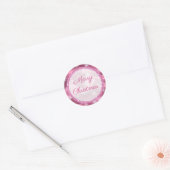Snowflake roze satijekkers ronde sticker (Envelop)