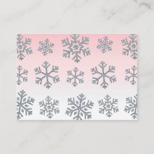 Snowflake roze & Silver Baby Book Request Kaarten Plaatskaartje (Achterkant)
