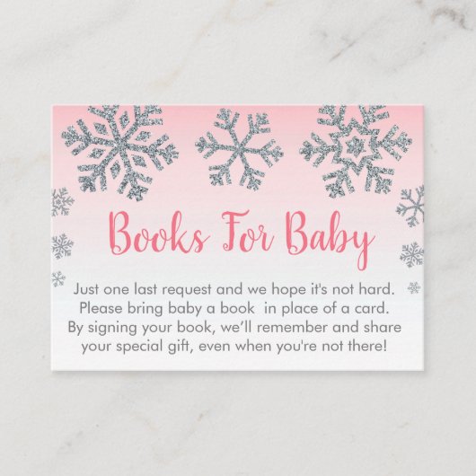 Snowflake roze & Silver Baby Book Request Kaarten Plaatskaartje (Voorkant)