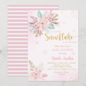 Snowflake roze Waterverf Winter Baby shower Kaart (Voorkant / Achterkant)