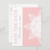 Snowflake roze winterbruiloft Opslaan Datum Aankondigingskaart (Voorkant / Achterkant)