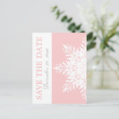 Snowflake roze winterbruiloft Opslaan Datum Aankondigingskaart (Staand voorkant)