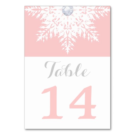 Snowflake roze wintertandelnummer kaart (Achterkant)