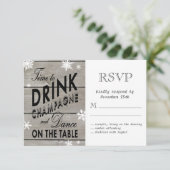 Snowflake RSVP Time to Drink Champagne Kaartje (Staand voorkant)