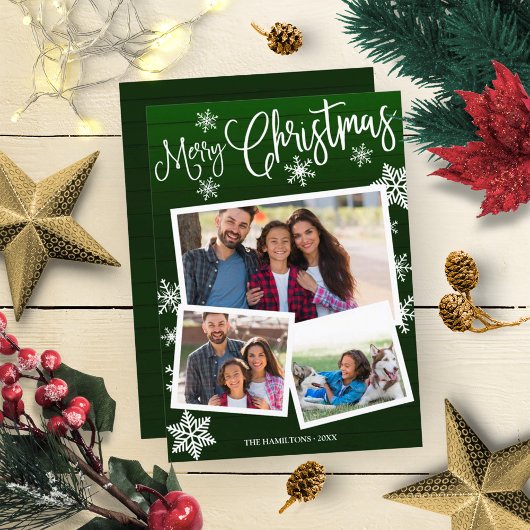 Snowflake Rustic 3 foto's voor fijne kerst Kaart