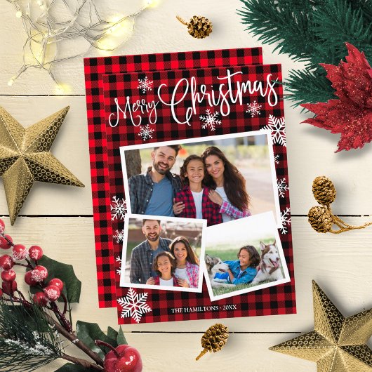 Snowflake Rustic 3 foto's voor fijne kerst Kaart