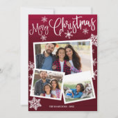 Snowflake Rustic 3 foto's voor fijne kerst Kaart (Voorkant)