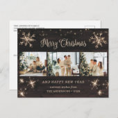 Snowflake Rustic Wood 3 Fotocollage Feestdagenkaart (Voorkant / Achterkant)