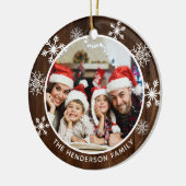 Snowflake Rustic Wood Geweldige tijd van het Jaar Keramisch Ornament (Links)