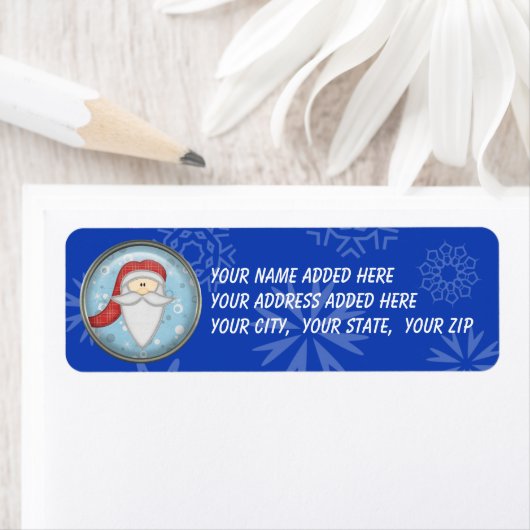 Snowflake Santa Return-adreslabels Etiket (Insitu)