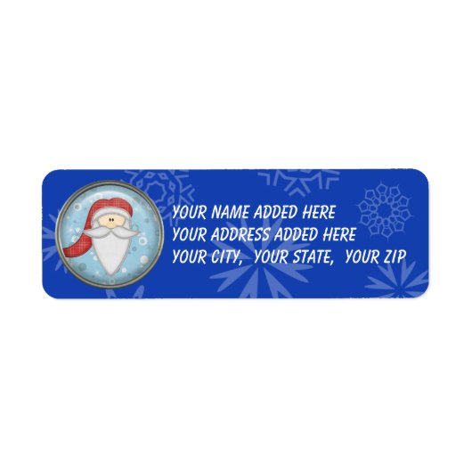 Snowflake Santa Return-adreslabels Etiket (Voorkant)