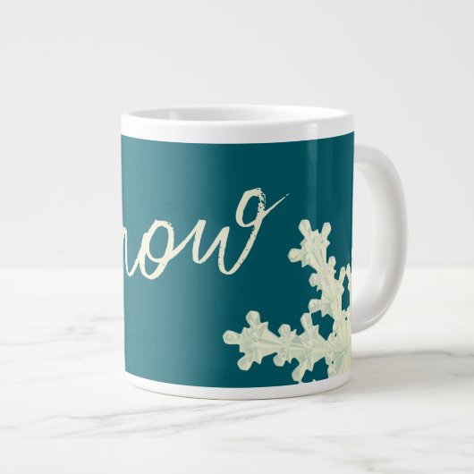 Snowflake script blue slate butter elegant winter grote koffiekop (Voorkant rechts)