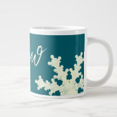 Snowflake script blue slate butter elegant winter grote koffiekop (Rechts)