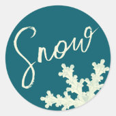 Snowflake script blue slate butter elegant winter ronde sticker (Voorkant)
