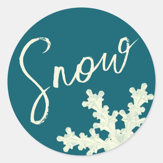 Snowflake script blue slate butter elegant winter ronde sticker (Voorkant)