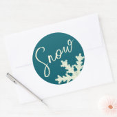 Snowflake script blue slate butter elegant winter ronde sticker (Envelop)