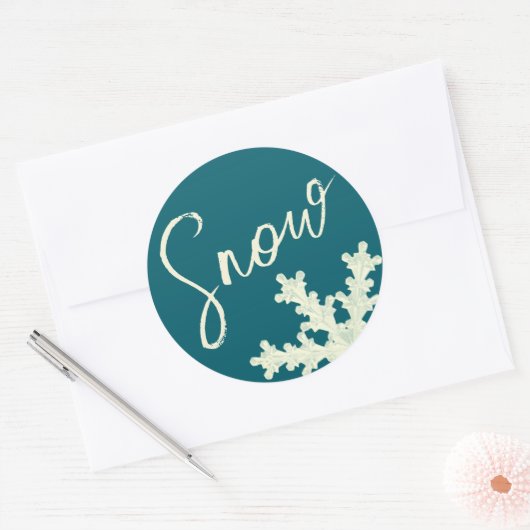 Snowflake script blue slate butter elegant winter ronde sticker (Envelop)