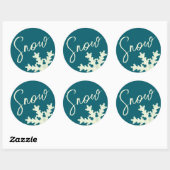 Snowflake script blue slate butter elegant winter ronde sticker (Vel)