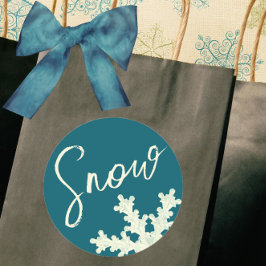 Snowflake script blue slate butter elegant winter ronde sticker