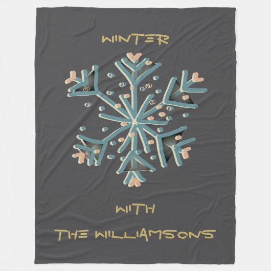 Snowflake script grijs goud blauwgroen eenvoudig m fleece deken (Voorkant)