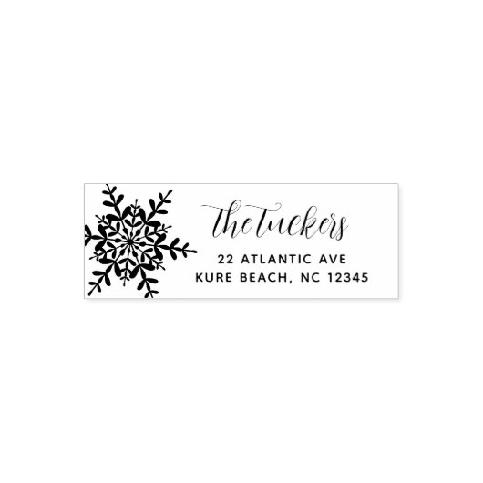 Snowflake Script Modern kerstterugzendadres Zelfinktende Stempel (Design)