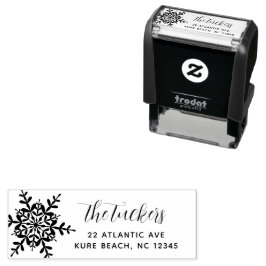 Snowflake Script Modern kerstterugzendadres Zelfinktende Stempel
