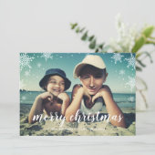 Snowflake Season Kerstfeestdag Fotoplatte kaart (Staand voorkant)