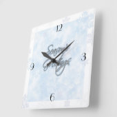 Snowflake Season's Greetings Clock Vierkante Klok (Hoek)