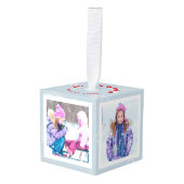 Snowflake Season's Greetings Foto Cube Kubus Ornament (Voorkant hoekig)