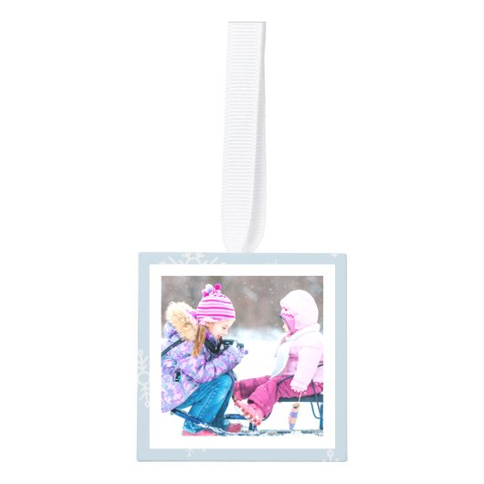 Snowflake Season's Greetings Foto Cube Kubus Ornament (Voorkant)